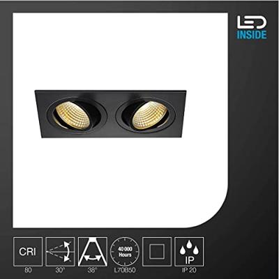 SLV InbouwspotNew Tria 2 LED 2700K zwart met klemveren - 113890