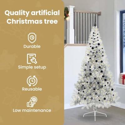 VidaXL Kunstmatig voorverlicht kerstboom met 300 led zilver 240 cm pet