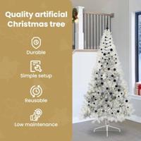 VidaXL Kunstmatig voorverlicht kerstboom met 300 led zilver 240 cm pet - thumbnail