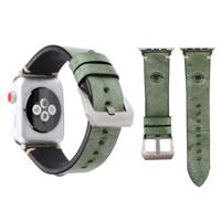 Voor Apple Watch Series 3 & 2 & 1 38mm eenvoudige mode koeienhuid grote ogen patroon horlogebandje (groen) - thumbnail