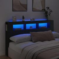 Hoofdeinde met LED 180x18,5x103,5 cm bewerkt hout zwart - thumbnail