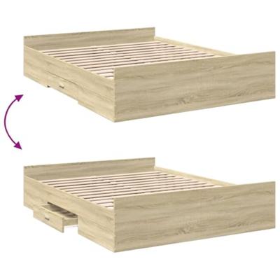 Bedframe met lades bewerkt hout sonoma eikenkleurig 150x200 cm