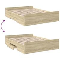 Bedframe met lades bewerkt hout sonoma eikenkleurig 150x200 cm - thumbnail