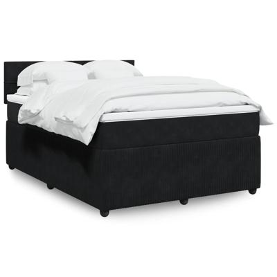 Boxspring met matras fluweel zwart 180x200 cm