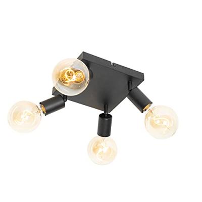 QAZQA Moderne spot zwart vierkant 4-lichts - Facil