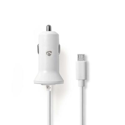 Nedis CCHAM240AWT Auto-oplader 2,4 A Vaste Kabel Micro-usb Wit