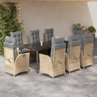 9-delige Tuinset met kussens poly rattan beige - thumbnail
