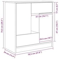 Dressoir met lades en deuren 70,5x34x74,5 cm oud hout - thumbnail