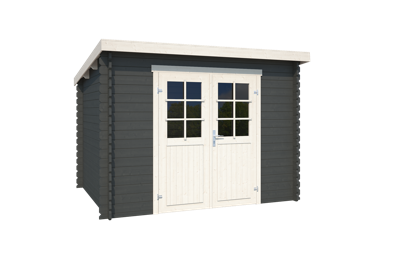 Outdoor Life Nadia Blokhut 295x195 cm 28 mm vuren Carbon Grey-Wit gecoat- Lessenaarsdak- - Outdoor Life