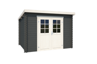 Outdoor Life Nadia Blokhut 295x195 cm 28 mm vuren Carbon Grey-Wit gecoat- Lessenaarsdak- - Outdoor Life - thumbnail