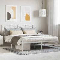 Bedframe met hoofdbord metaal wit 160x200 cm - thumbnail