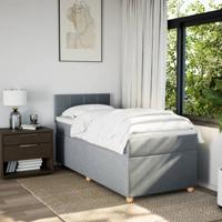 Boxspring met matras stof lichtgrijs 90x190 cm - thumbnail