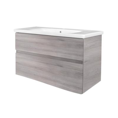 Badkamermeubel Best Design Quick-Greeploos 80x56x45cm Onderkast + Wastafel Grijs Eiken