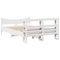 Bedframe met hoofdbord massief grenenhout wit 120x190 cm - thumbnail