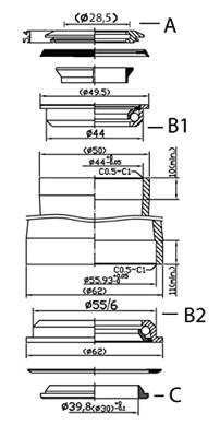 Neco balhoofdstel a-head 1.1/8 tapered 44/56/39.8