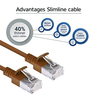 ACT Bruine 0,5 meter LSZH U/FTP CAT6A datacenter slimline patchkabel snagless met RJ45 connectoren ACT Bruine 0,5 meter LSZH U/FTP CAT6A datacenter slimline patchkabel snagless met RJ45 connectoren