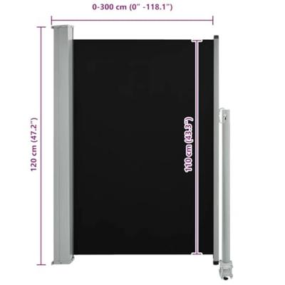 VidaXL Tuinscherm uittrekbaar 120x300 cm zwart