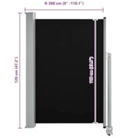 VidaXL Tuinscherm uittrekbaar 120x300 cm zwart - thumbnail