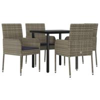 5-delige Tuinset met kussens poly rattan zwart en grijs - thumbnail