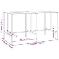 Bartafel 200x100x110 cm gepoedercoat staal zwart - thumbnail