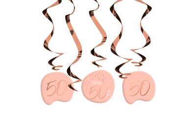 Hangdecoratie Elegant Blush 50 jaar - 5 Stuks
