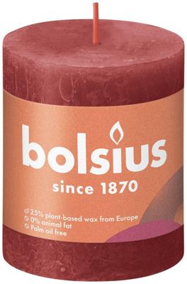 Bolsius stompkaars rustiek shine 6.8x8cm delicate red