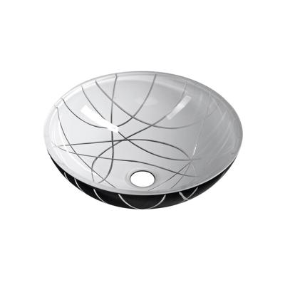 Waskom Sapho Murano Linea Rond 40x14 cm Glas Zwart / Wit Sapho