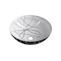 Waskom Sapho Murano Linea Rond 40x14 cm Glas Zwart / Wit Sapho - thumbnail