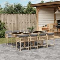 9-delige Tuinset met kussens poly rattan gemengd beige - thumbnail
