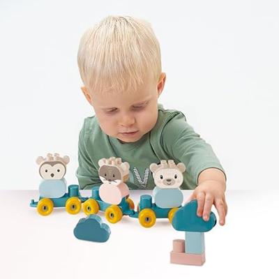 Abrick dierentrein beer met bouwblokken in koffer, 28dlg. Abrick dierentrein beer met bouwblokken in koffer, 28dlg.