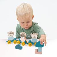 Abrick dierentrein beer met bouwblokken in koffer, 28dlg. - thumbnail