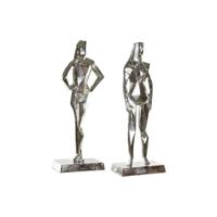 Decoratieve figuren DKD Home Decor 8424001856480 23 x 13 x 62 cm Zilverkleurig (2 Stuks) - thumbnail