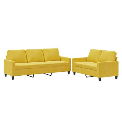 2-delige Loungeset met kussens fluweel geel - thumbnail