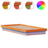 Bedframe met LED massief grenenhout wasbruin 100x200 cm - thumbnail