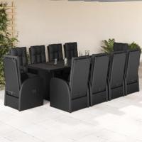 11-delige Tuinset met kussens poly rattan zwart - thumbnail