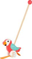Small Foot houten duwfiguur papegaai lori met stok - thumbnail
