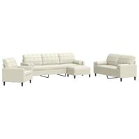 4-delige Loungeset met kussens en bolsters fluweel crèmekleurig - thumbnail