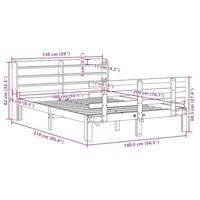 Bedframe met hoofdbord massief grenenhout wit 140x200 cm - thumbnail