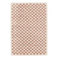sweeek - Oud roze en crèmekleurig geruit interieur tapijt - thumbnail