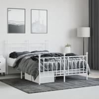 Bedframe met hoofd- en voeteneinde metaal wit 140x190 cm - thumbnail