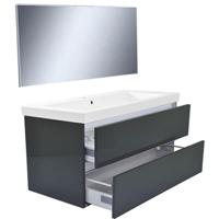 Wiesbaden Vision Badkamermeubelset met Spiegel - 100 cm Hoogglans Grijs - thumbnail