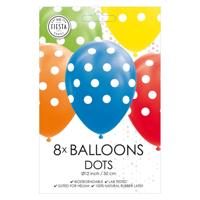 Globos Ballonnen stippen mix kleuren 30cm, 8st. - thumbnail