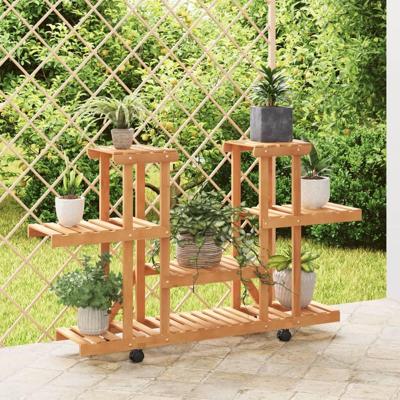 VidaXL Plantenstandaard met wielen 110x25x78 cm massief vurenhout