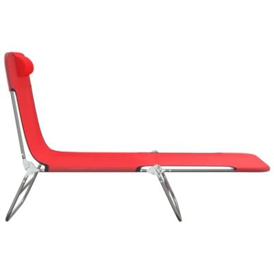 Ligbedden 2 st inklapbaar textileen en staal rood - thumbnail