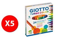 Set Viltstiften Giotto Turbo Color Multicolour (5 Stuks) - thumbnail