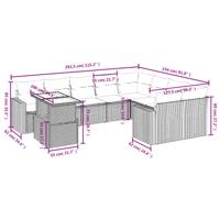 10-delige Loungeset met kussens poly rattan zwart - thumbnail