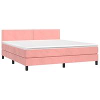 Boxspring met matras en LED fluweel roze 160x200 cm - thumbnail