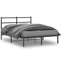 Bedframe met hoofdbord metaal zwart 140x200 cm - thumbnail