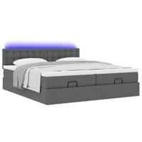 Ottoman bed met matrassen en LED's 180x200cm stof donkergrijs - thumbnail