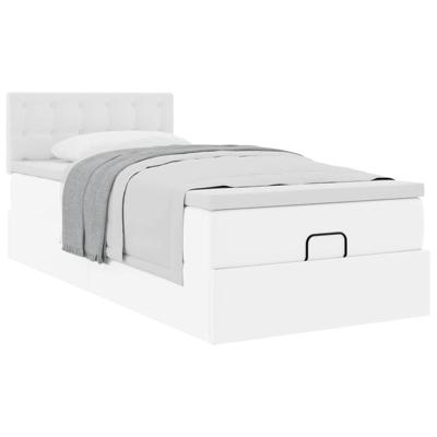 Ottomaanse bed met matras 90x190cm kunstleer wit